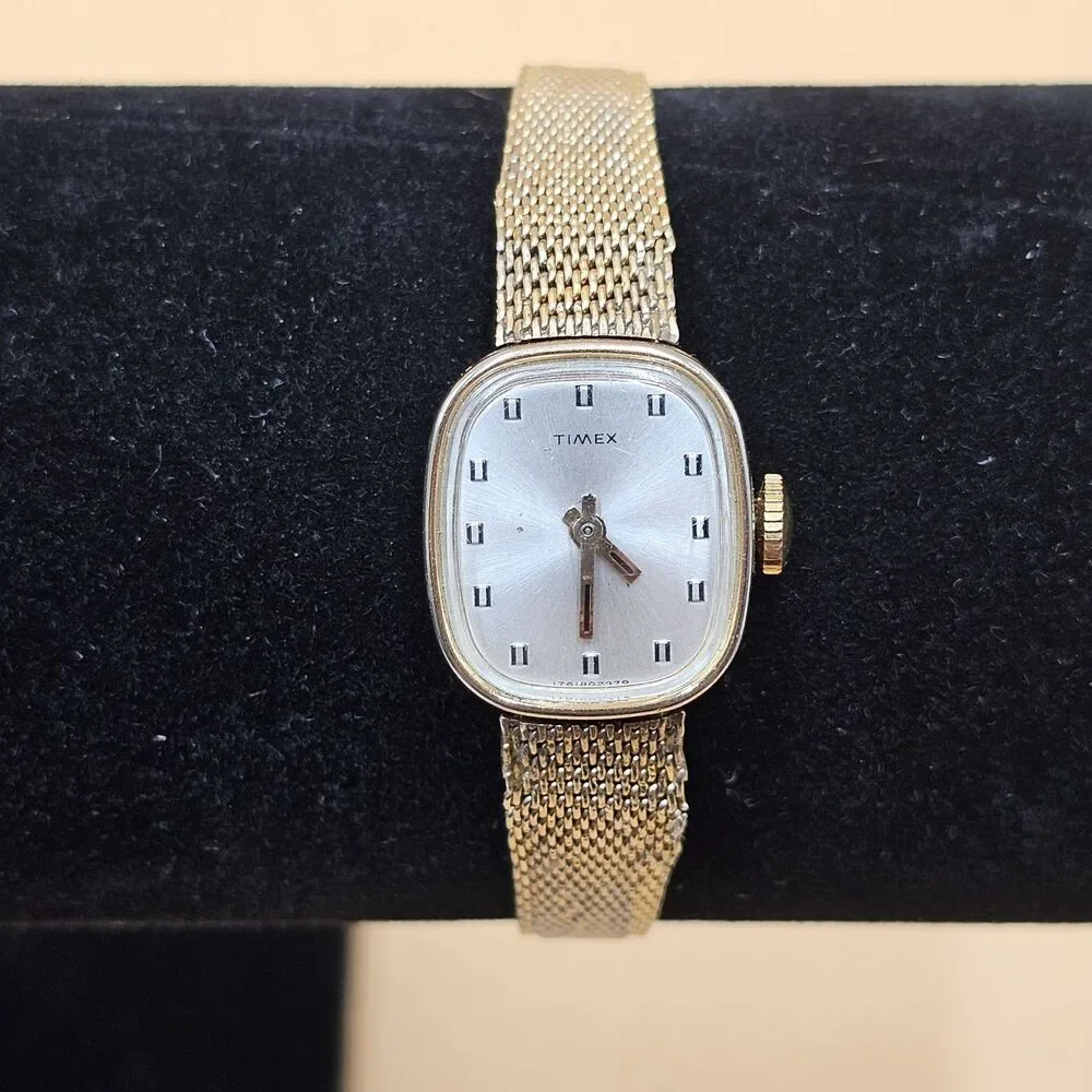 Timex Ladies Watch Vintage Gold Tone Mechanical Manual Wind Mesh Band 1761802379